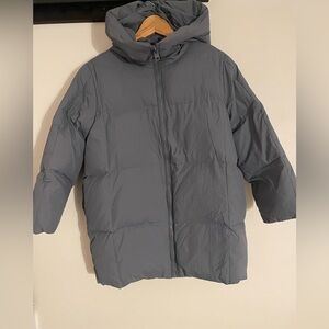 Zara Girls Long Charcoal Puffer Jacket